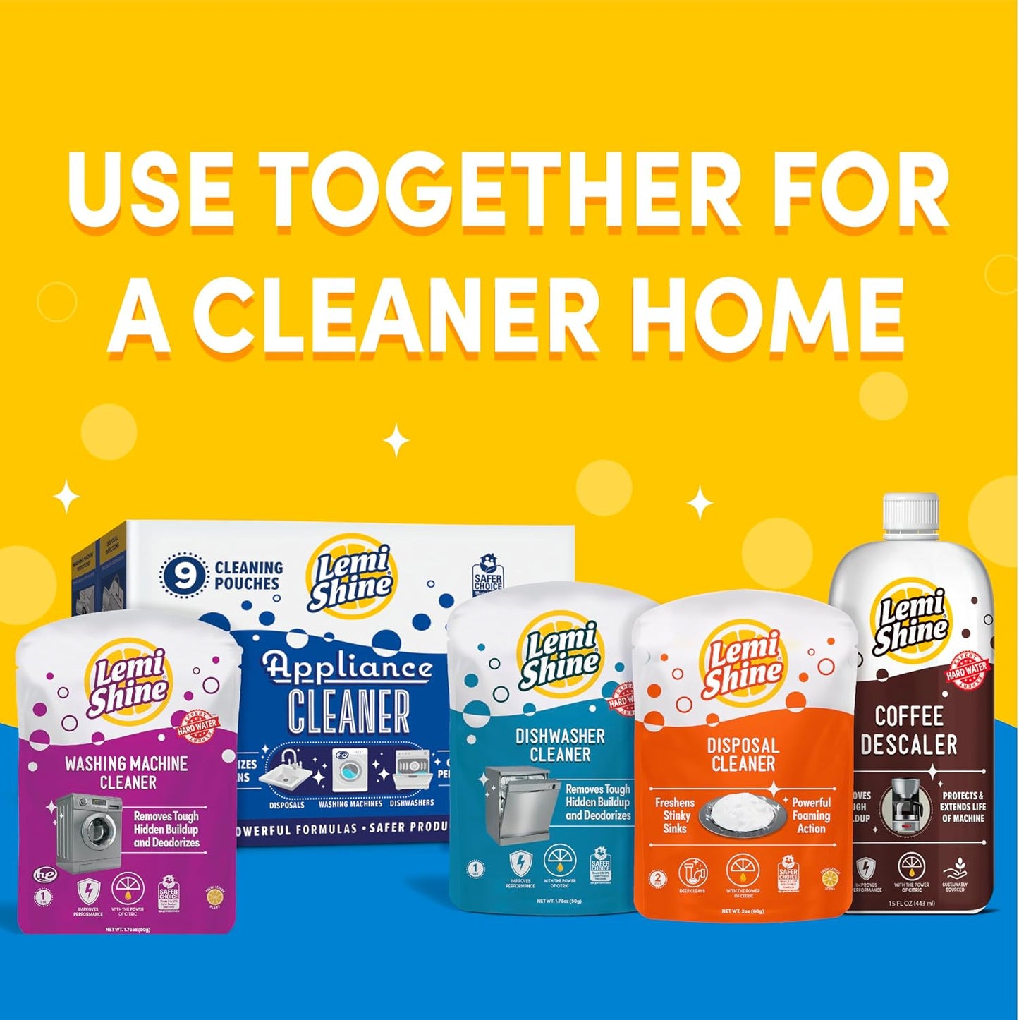 Lemi Shine Garbage Disposal Cleaner and Deodorizer Powered By Citric Acid | Foam Cleaner For Kitchen Garbage Disposal with a Natural, Fresh Lemon Scent (2 Count)