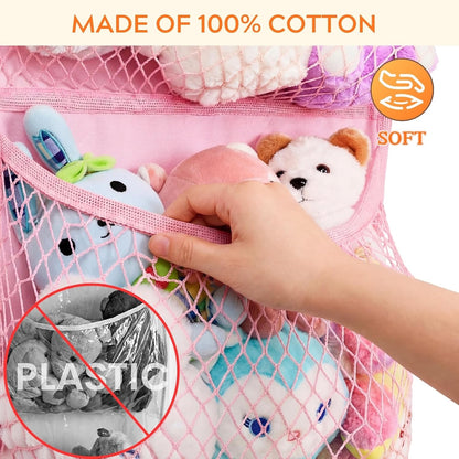 Ofiray-home Cotton Over The Door Stuffed Animal Storage | Toy Organizer for Storage Plush Toys, Stuffed Animal Holder with 4 Large Pockets, Hanging Door Organizer for Nursery