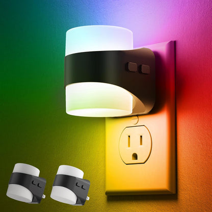 L LOHAS LED Night Light, Bubble Night Lights Plug into Wall,2 Pack 3000K/4000k/5000K Adjustable Color Temperature Night Light,Dimmable Nightlights with Dusk to Dawn Sensor for Rooms Bathroom Hallway