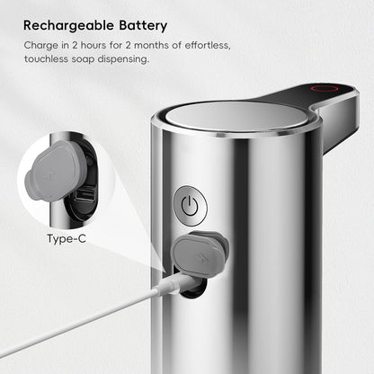 EKO Aroma 9 fl oz Automatic Liquid Soap Dispenser, Rechargeable & Water-Resistant Soap Dispenser for Kitchen and Bathroom with Adjustable Volume Control (Matte Black Steel)