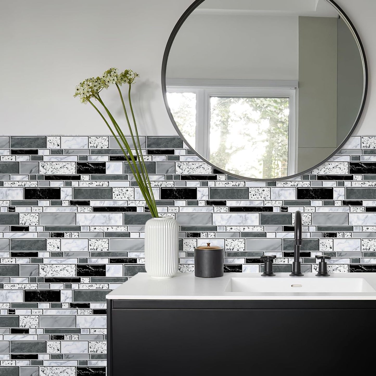 WENMER Peel and Stick Backsplash Wallpaper, Kitchen Backsplash Wallpaper, Kitchen Peel and Stick Wall Paper, Tile Contact Paper for Countertop, Bathroom 17.7"x 78.7"