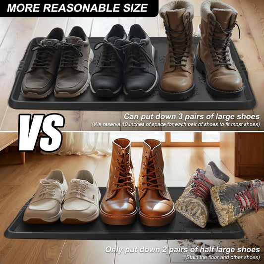 Azadx Heavy Duty Boot Trays Natural Rubber Shoe Mat Tray for Entryway Large Boot mat Tray Multi-Purpose for Outdoor Door Mats 16x42 Inch