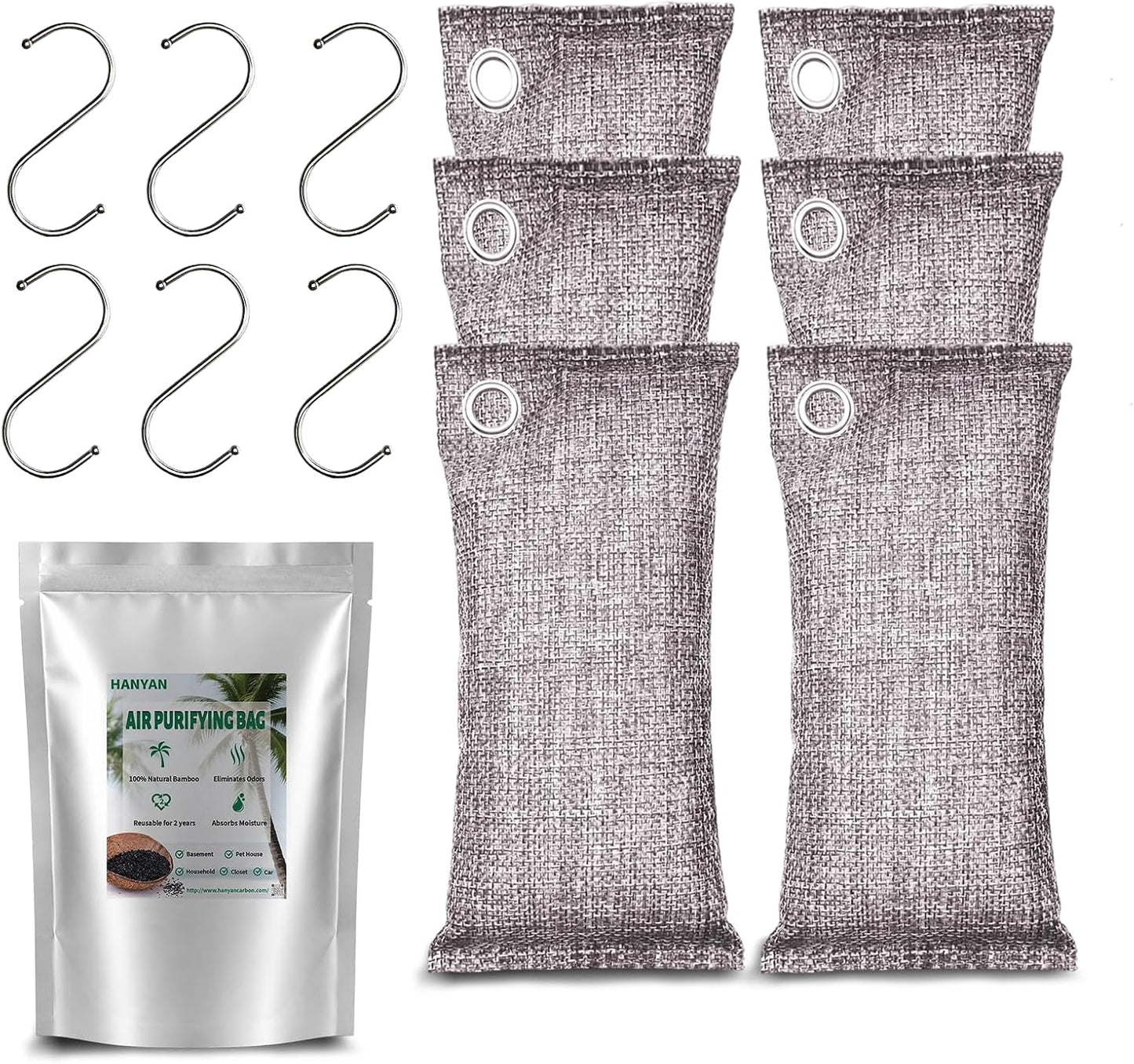 Activated Charcoal Bags Odor Absorbers, Activated Charcoal Odor Absorber for Strong Odors in Car, Closet, Shoe, Pet, Smoke, Basement. Coconut Shell Air Purifying Bag(1 x 500g）
