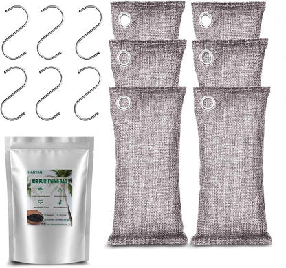 Activated Charcoal Bags Odor Absorbers, Activated Charcoal Odor Absorber for Strong Odors in Car, Closet, Shoe, Pet, Smoke, Basement. Coconut Shell Air Purifying Bag(1 x 500g）
