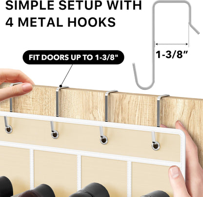 Simple Houseware 24 Pockets - Crystal Clear Over The Door Hanging Shoe Organizer, Gray (64'' x 19'')