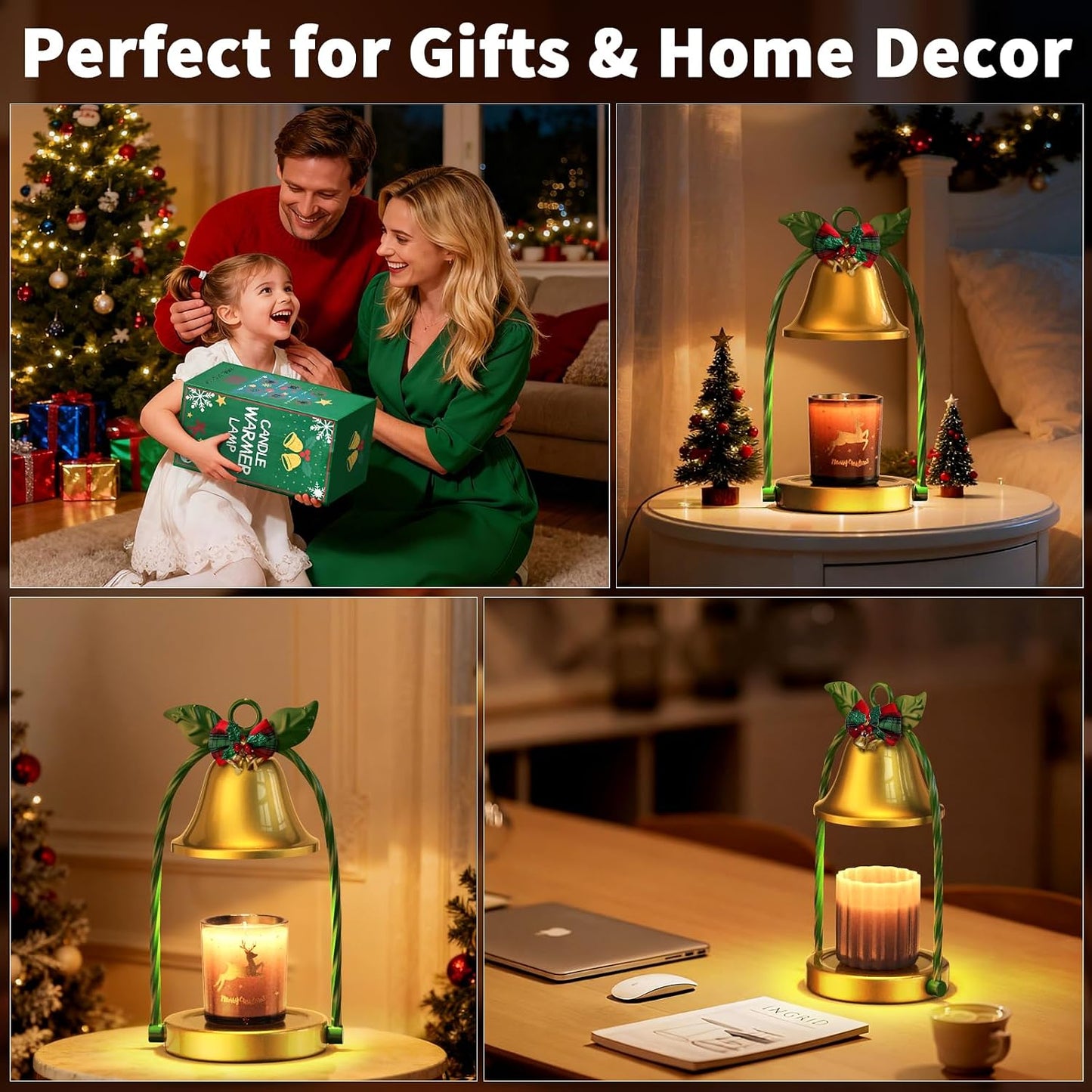 Candle Warmer Lamp with Timer & Dimmable 4-Level Brightness - Adjustable Height,for New Home Bedroom, Gifts for Women(Blue)