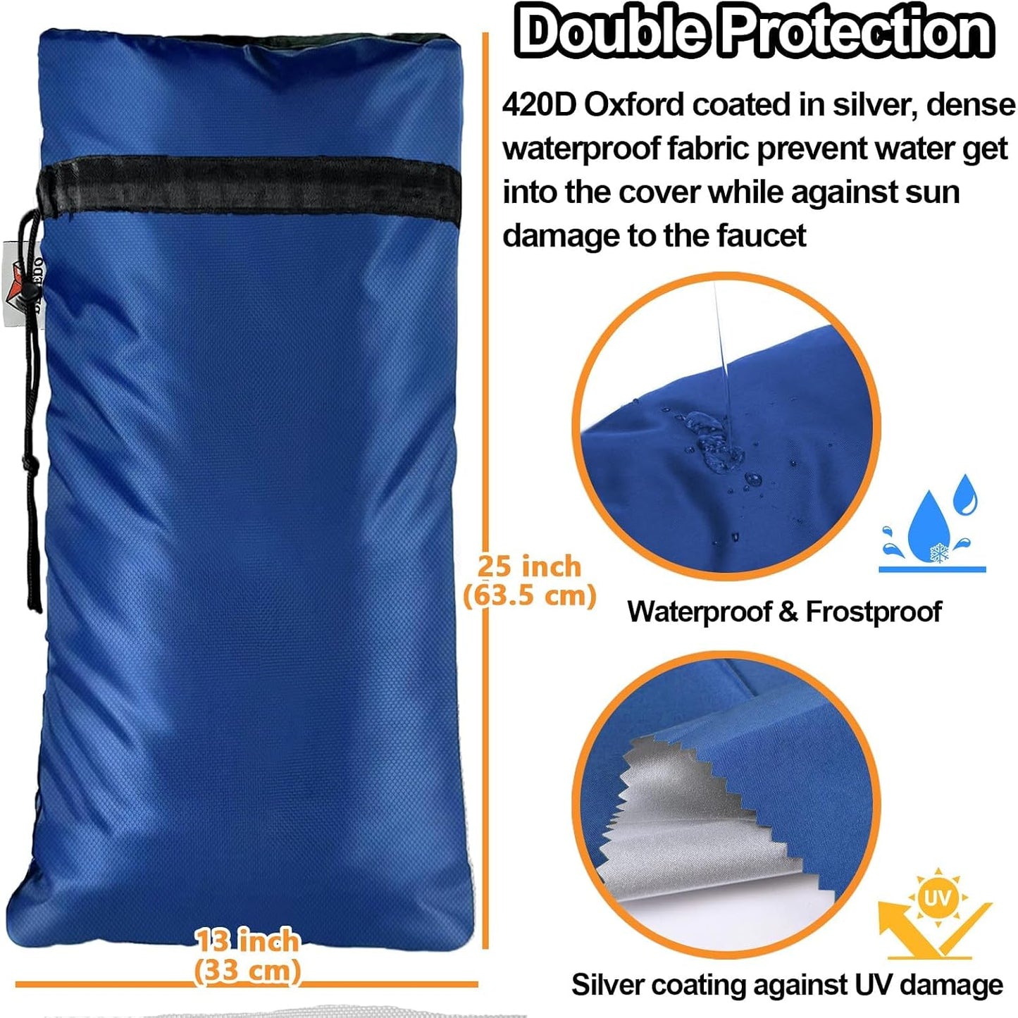 XXL Outdoor Faucet Covers for Winter, 3M Thinsulate Insulation Faucet Freeze Protector, 25”H x 13”W for Garden Lawn Faucets & Yard Hydrant, Waterproof Insulated Spigot Cover Faucet Sock – Black