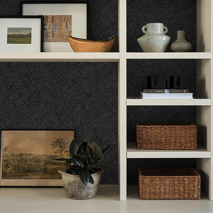 15.7" X 118" Black Silk Wallpaper Embossed Self Adhesive Peel and Stick Wallpaper Contact Paper Removable Waterproof Kitchen Vinyl Wrap Cabinet Furniture Textured Renter Friendly Wall Gift Paper