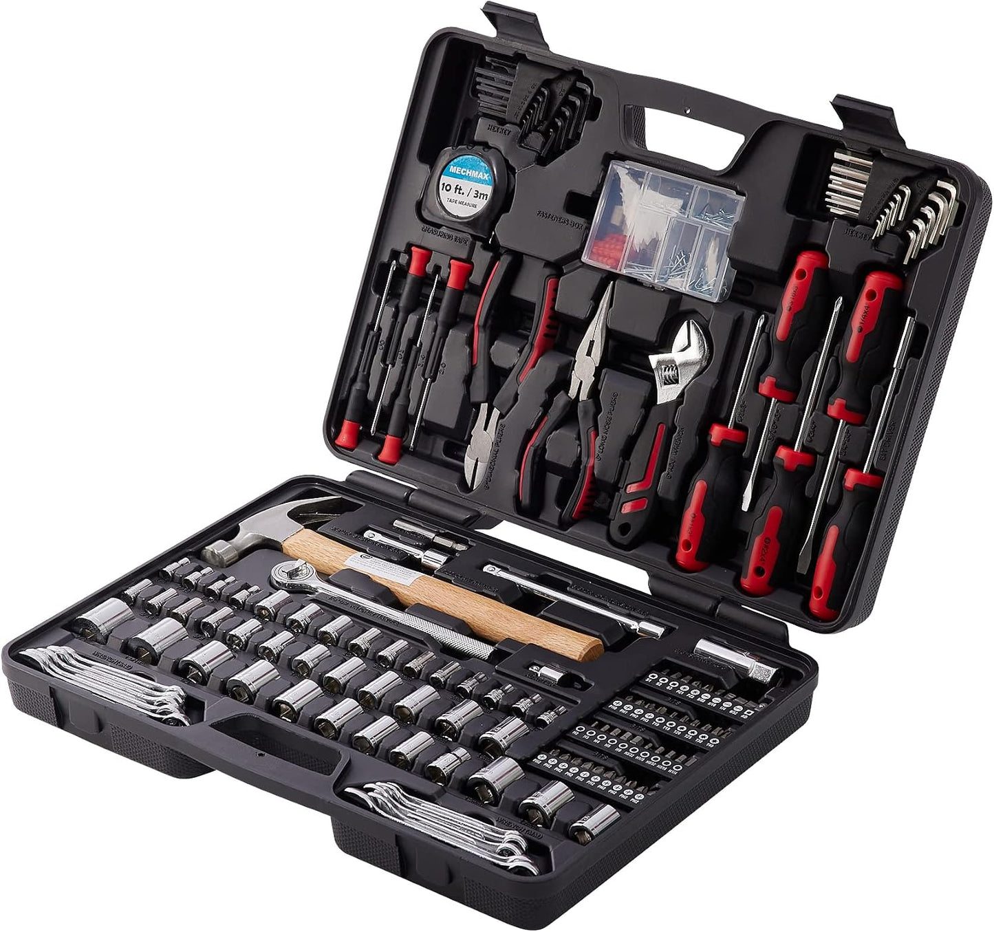 MECHMAX 149-Piece Home Tool Set with Socket and Wrench Kit | Premium alloy steel hand tools with hammer, pliers and compact storage case. Perfect DIY kit for house, apartment and dorm