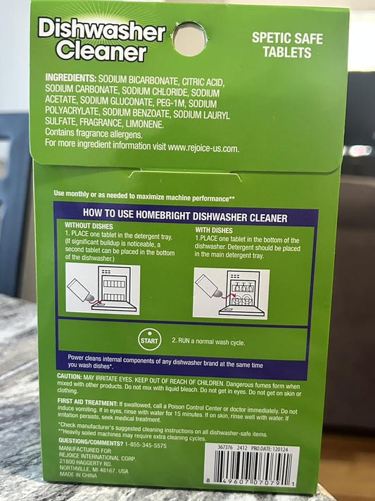 Dishwasher Cleaner and Deodorizer Tablets, Lemon Scent, Fights Mineral and Lime-Scale Deposits, 6 Count