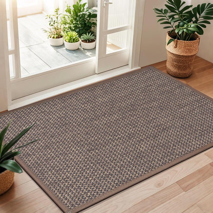 LEKEEPGO Door Mat 17"x29", Non Slip Door Mat Indoor Entrance, Rubber Backing Indoor Door mats Washable Absorbent Low-Profile Doormat Front Entryway Entry Resist Dirt Inside Door Mats, Khaki