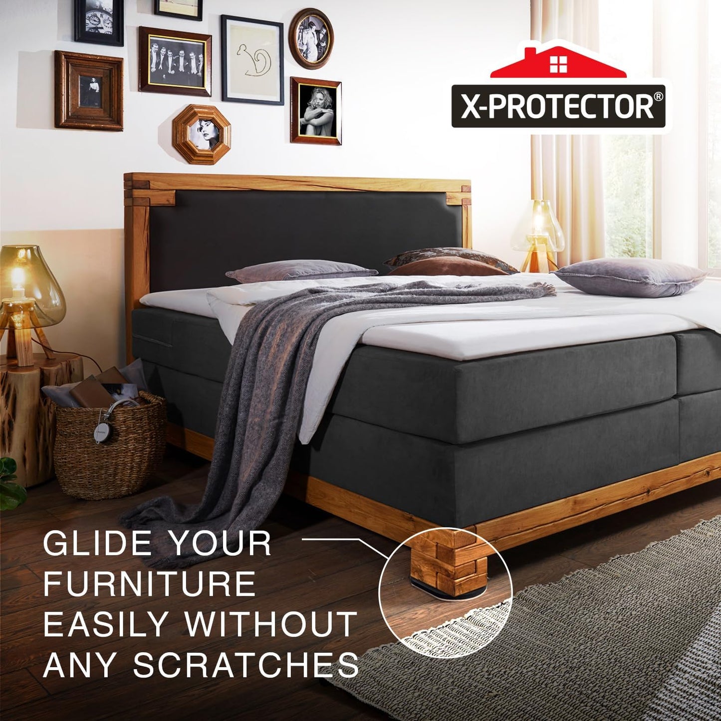 X-Protector Felt Furniture Sliders for Hardwood Floors 24 PCS 1” - Self-Adhesive Furniture Slider - Heavy-Duty Furniture Movers for Hard Surfaces - Felt Sliders - Move Your Furniture Easily!