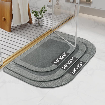 YDKGL Ultra Thin Bathroom Rugs Mat Quick Dry Absorbent Non Slip Bath Mat Bath Mats for Bathtub Mat Bathroom Carpet Fit Under Door Washable Floor Rubber Half Round Bath Rugs Grey 16x24