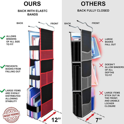 ABRA® 3 Shelf Hanging Locker Organizer for School, Gym, Work, Storage | Deep Shelves 6”x 9”| Eco-Friendly Fabric Healthy for Children | Adjustable School Locker Shelf 3 to 2 Shelves (Pink)