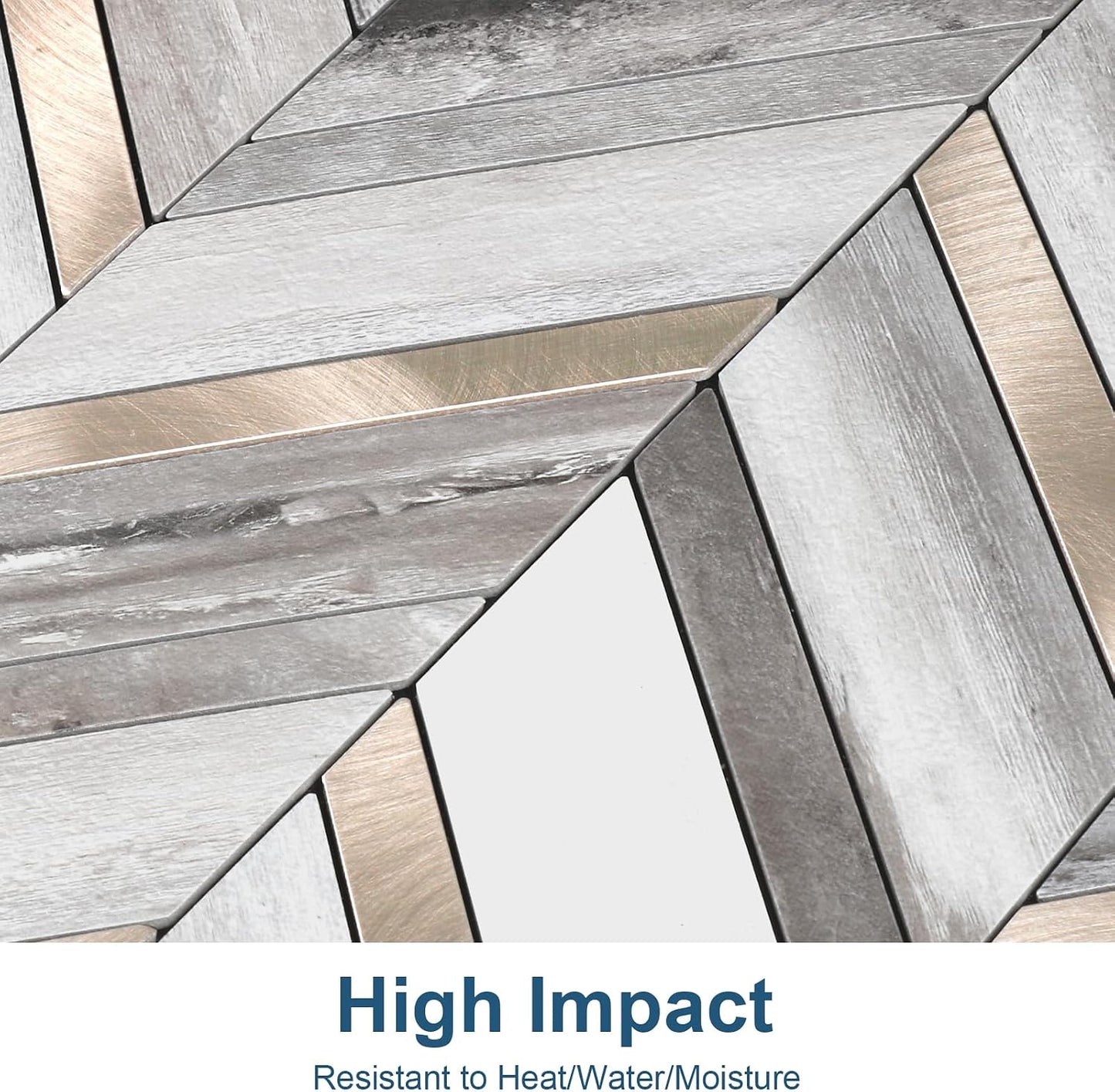 Yipscazo 10-Sheet Herringbone Backsplash Peel and Stick Tile, Polished White PVC Stick on Backsplash for Kitchen, Waterproof Self Adhesive Wall Tile for Bathroom