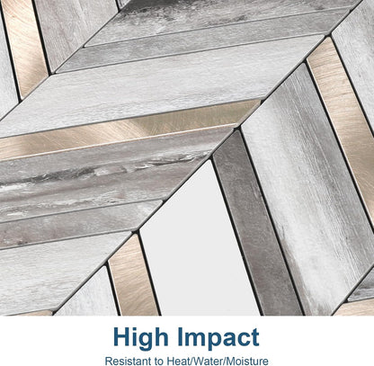 Yipscazo 10-Sheet Herringbone Backsplash Peel and Stick Tile, Polished White PVC Stick on Backsplash for Kitchen, Waterproof Self Adhesive Wall Tile for Bathroom
