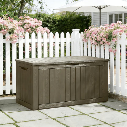 Outdoor Storage Deck Boxes Waterproof, Waterproof and UV Resistant Outdoor Storage Box Lockable Lid for Delivery Box, Indoor, Garden Tools, Pool Supplies, Patio (Black, 31 Gallon)