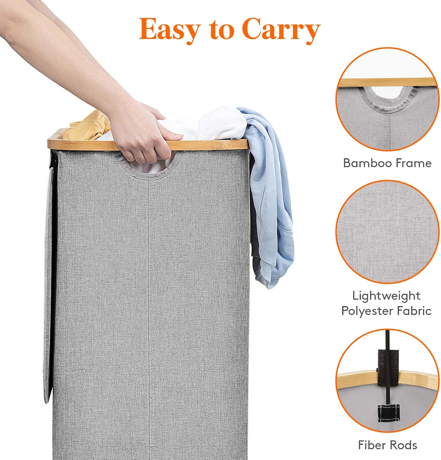Lifewit 120L Laundry Basket with Lid, Clothes Hampers for Laundry with Bamboo Handles and 2 Removable Bag, Large Foldable Laundry Hamper for Bedroom, Bathroom, Dorm, Laundry Room, Beige