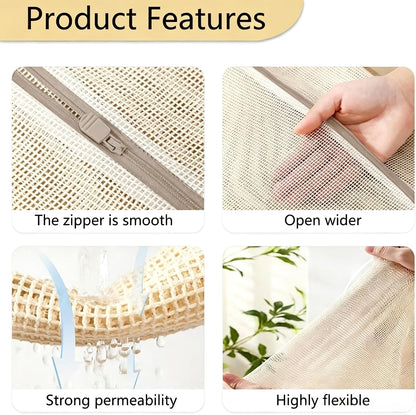 6-Pack Laundry Bags, Durable Cotton Mesh with Sturdy Zipper, Breathable Mesh Fabric, Ideal for Washing Underwear, Pants, Shoes, Socks and Delicate Garments