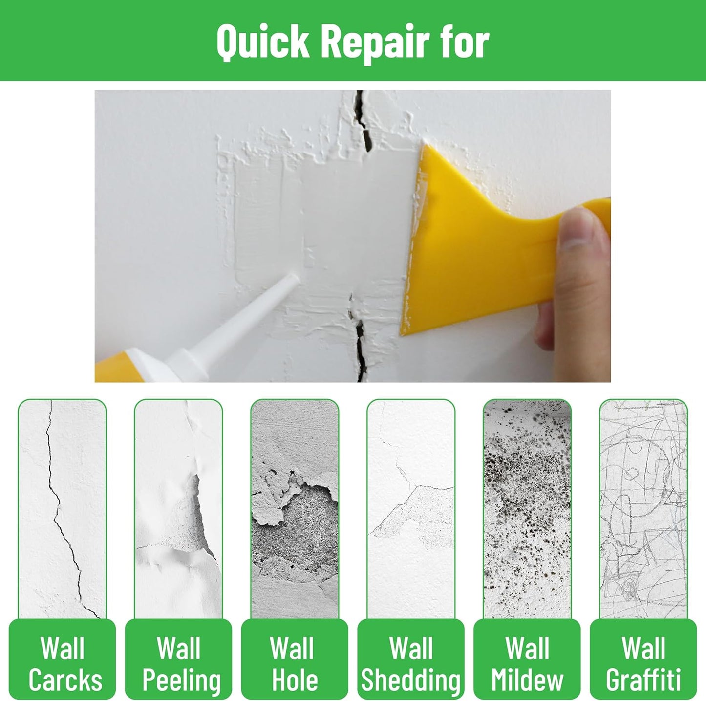 Bates- Drywall Repair Kit, 2 pcs of Wall Spackle Repair Paste(120g Each), Drywall Patch Kit, Spackle for Drywall Hole Filler, Wall Putty Hole Repair, Hole Filler Putty for Walls