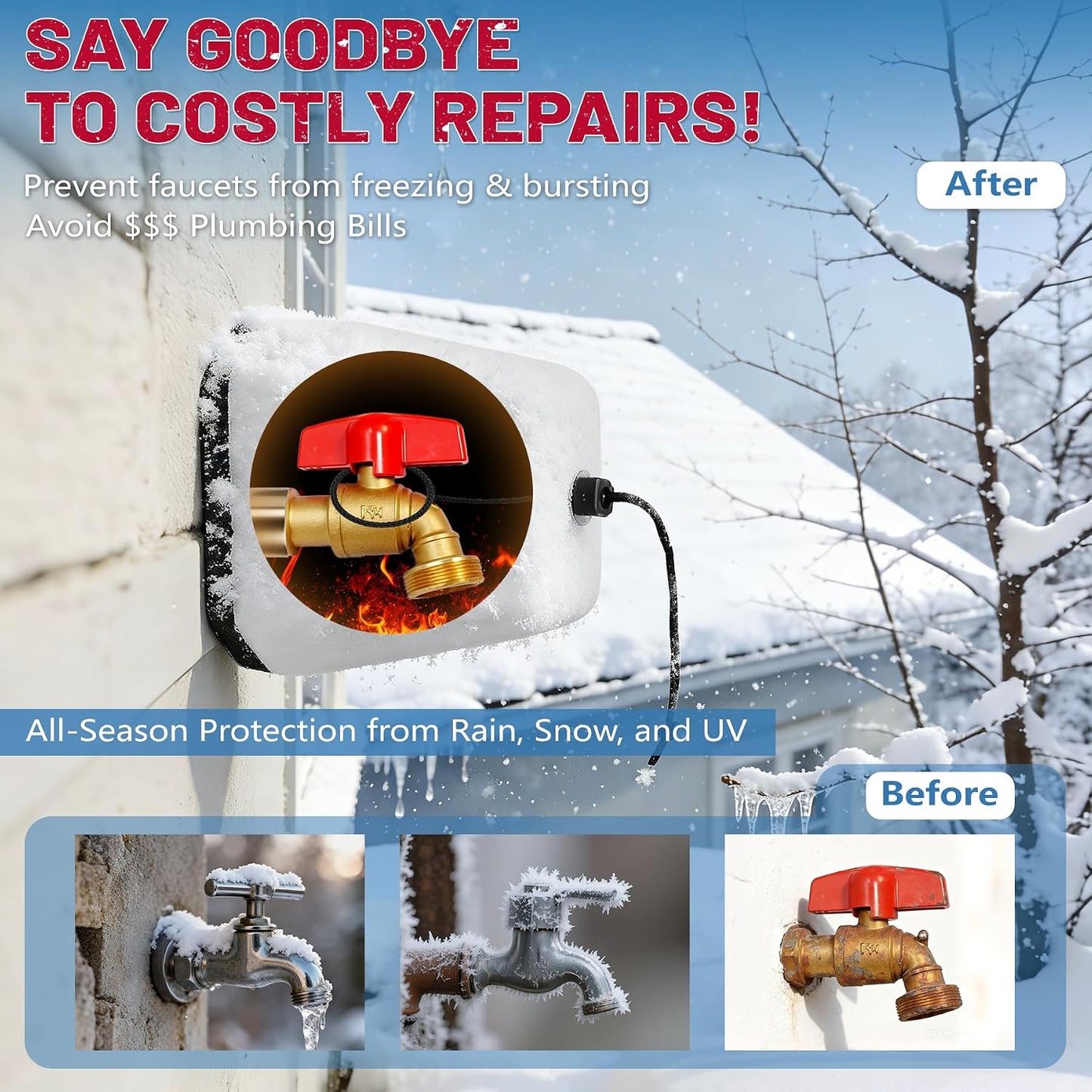 Outdoor Faucet Covers for Winter (2, White)
