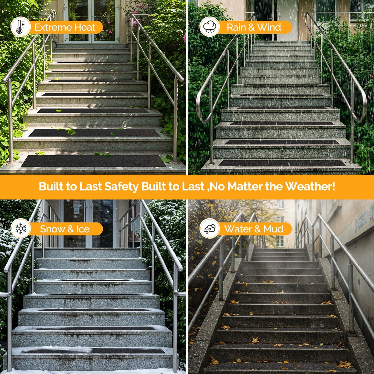 KOOTETA Stair Treads for Wooden Steps Indoor, 15 Pack 8" X 30" Non Slip Carpet Stair Treads with Reusable Adhesive for Kids Elders and Dogs, Surface Polyester TPR Backing Stair Runner Rugs, Dark Grey