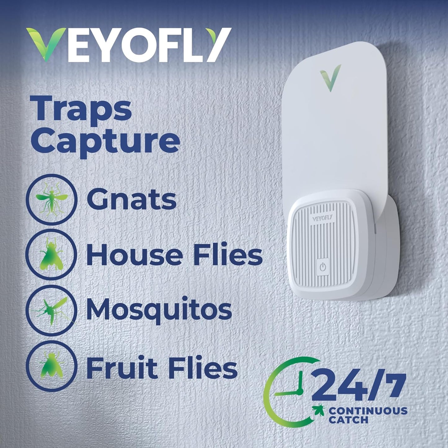 VEYOFLY Fruit Fly Traps for Indoors (2 Device + 4 Refills), Gnat Trap Indoor Plug in, Bug Traps, Flying Insect Trap, Gnat Traps for House Indoor, Fly Trap Indoor for Home Bug Light, Gnats Catcher