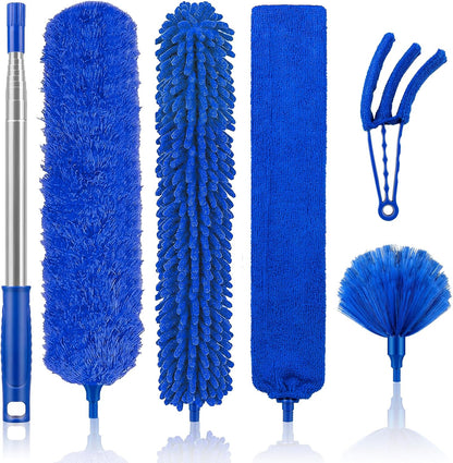 Dusters for Cleaning High Ceiling Fan, Newliton Microfiber Feather Duster with 30'' to 100'' Telescoping Extension Pole, Long Extendable Duster for Home Car Furniture Cobweb Gray