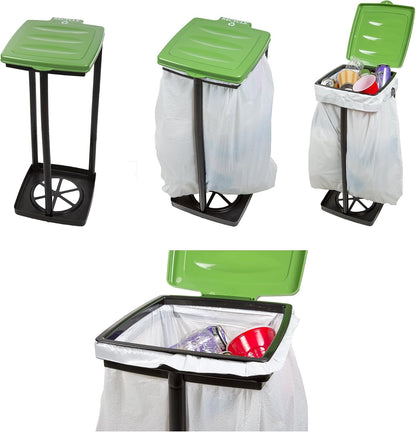 Wakeman Heavy Duty Black Trash Bag Portable Trash Bag Holder Stand with 7 Bags - Collapsible Trash Can Camping, RV, Kitchen, or Tailgate Party Garbage Bag Holder
