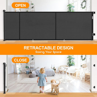 71 inch Retractable Baby Gates, EZIGO Extra Wide Baby Gate for Large Opening Extra Long Mesh Gate for Kids or Pet Dog Gate Child Safety Gate for Stairs Hallways Doorway Indoor Outdoor, Gray