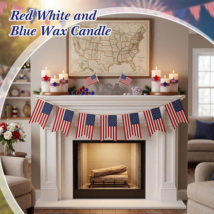 4th of July 4" 5" 6" Flameless Pillar Candles with Remote, Set of 3 Patriotic Red White Blue Battery Operated LED Candle with Star Felt, Independence Day Decorations for Home Party Table Fireplace