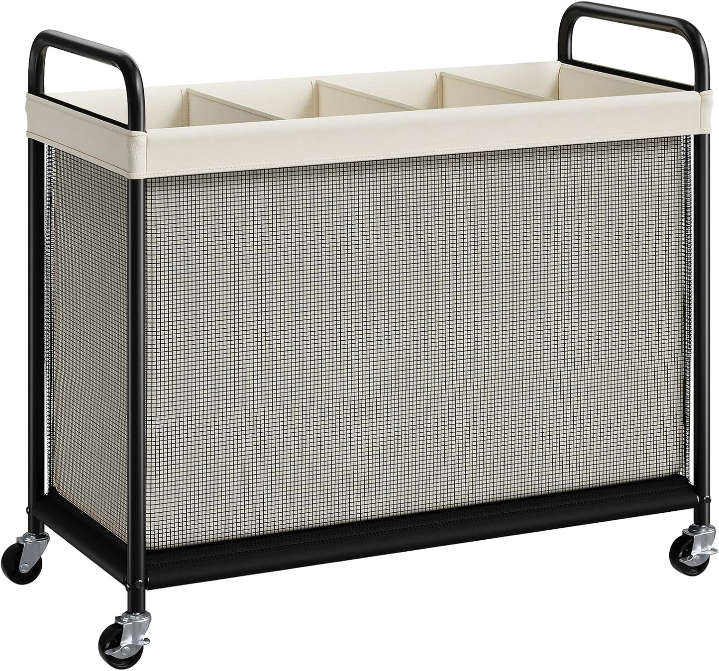 ELYKEN Laundry Hamper 3 Section, 120L Rolling Laundry Sorter with Removable Liner Bag, Laundry Basket with Wheels, Steel Frame with Metal Handle, Clothes Hamper Cart for Laundry Room & Bedroom