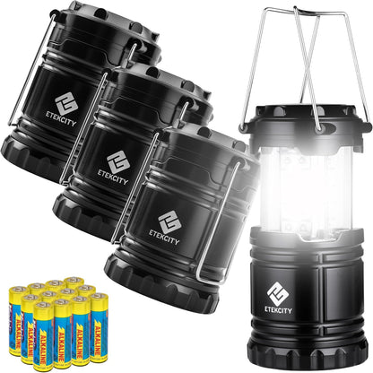 Etekcity Lantern Camping Essentials Lights, Led Flashlight for Power Outages, Battery Operated Lamp for Emergencies, Survival Gear, Hurricane Preparedness Items, Water Resistant, 2 Pack, Black