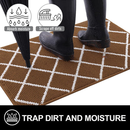 Finchitty Indoor Door Mat, Dirt Resistant and Absorbent, Low-Profile, Non-Slip, Washable Inside Floor Mats for Front Door, Back, and Entrance, 32" x 20", Grey