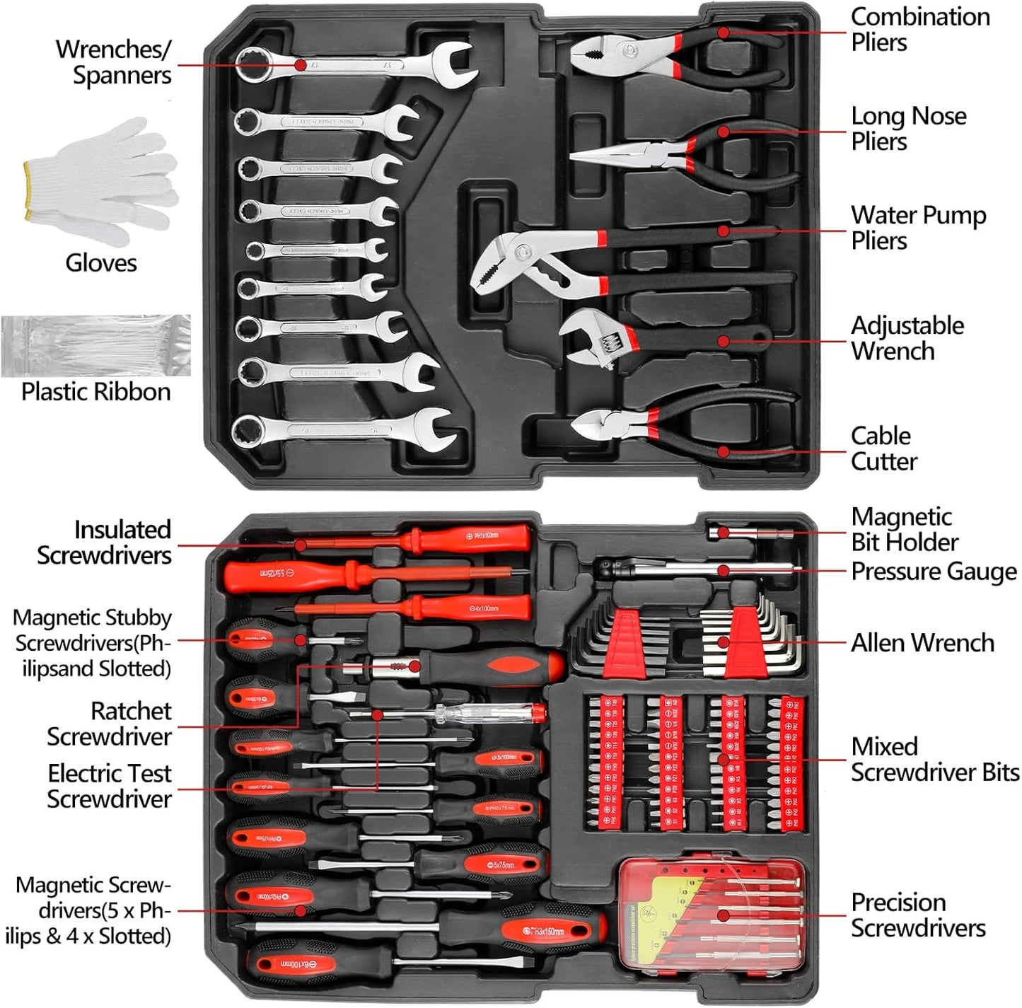 TLGREEN 799pcs Mechanic Tool Set with Aluminum Trolley Case,Home Repair Tool kit,Complete Tool Box Set for Home,Automotive,Dorm,Garage,Black