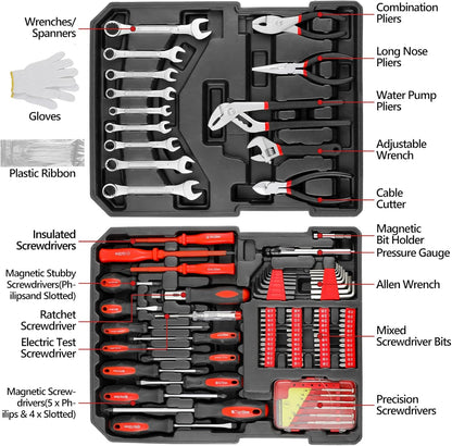 TLGREEN 799pcs Mechanic Tool Set with Aluminum Trolley Case,Home Repair Tool kit,Complete Tool Box Set for Home,Automotive,Dorm,Garage,Black