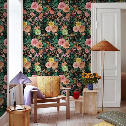 Simon&Siff Floral Peel and Stick Wallpaper, 17.3" x 120" Self Adhesive Wallpaper Boho Flower Kitchen Cabinets Furniture Decorative Renter Friendly Wall Paper