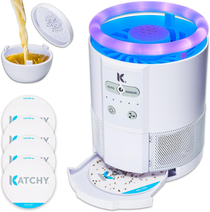 The Original Katchy Indoor Insect Trap - Fan Powered with UV Light - Fruit Fly Traps for Indoors - for Fruit Flies, Gnats, Mosquitoes, Moths (Black)