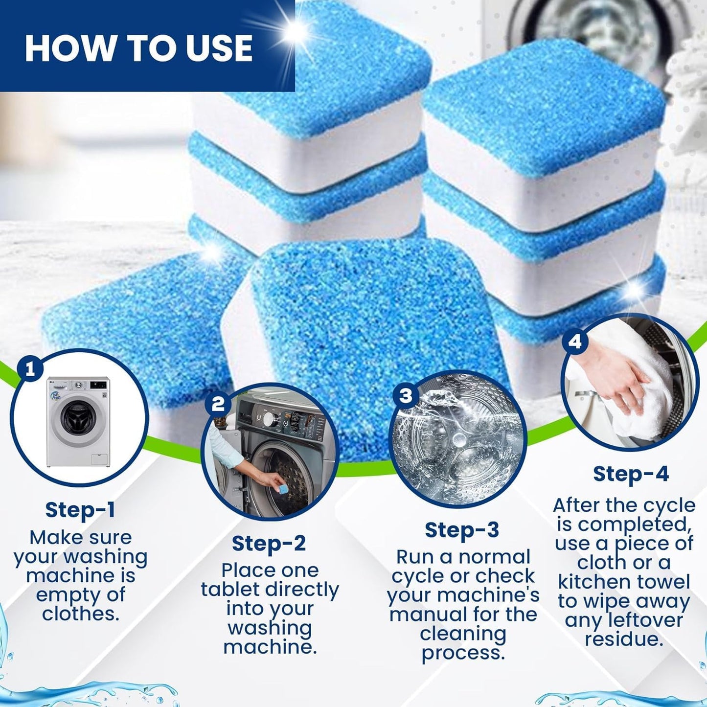 Washing Machine & Dishwasher Cleaner Tablets - 48-Pack Bundle Compatible with Front Loader Top Loader & He Machines and all Dishwashers Removes Buildup Lime Scales and residues - Septic Safe