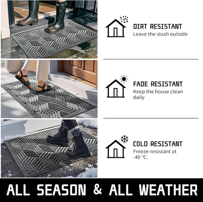 Yimobra Front Door Mat, All-Season Waterproof Outdoor Mat for Entrance with Drainage Holes, Heavy Duty Non-Slip Doormat for Garage Patio Entryway Indoor, 29.5x17, Red