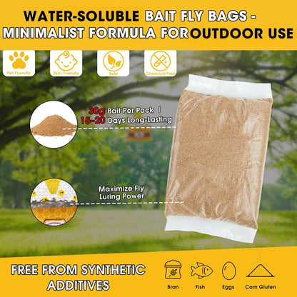 6 Pack Fly Traps Outdoor Hanging for Patio, Outdoor Disposable Hanging Fly Trap with 30g Bait, Bug Fly Hunter Catcher Killer Control for Barn Horse Ranch Chicken Coop