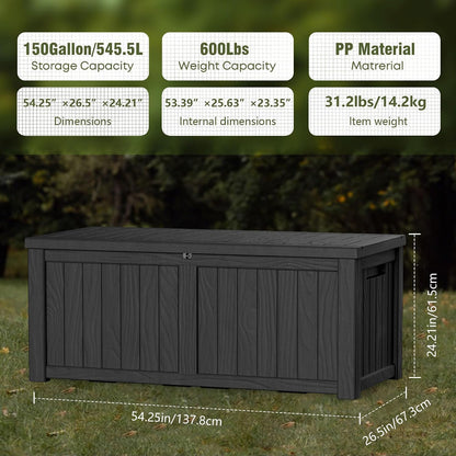 Outdoor Storage Box, 320 Gallon Waterproof Deck Box [Upgraded 3.0], Dual Gas-Spring Ultimate Resin Organizer for King Cushions, Heavy-Duty Lockable Estate Storage Bench, Backyard BBQ, Black