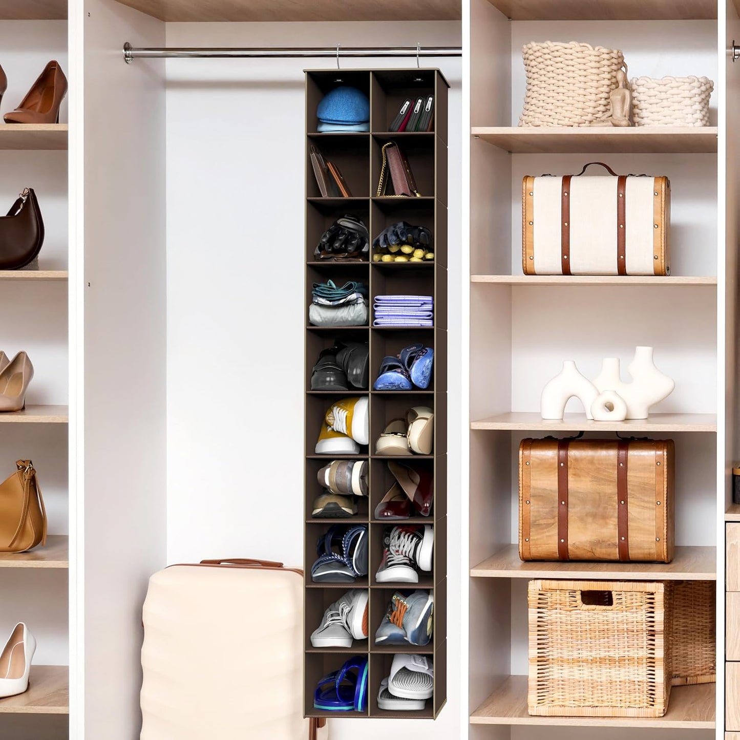 Simple Houseware 20 Section Shelves Hanging Shoes Organizer Holder for Closet, Gray