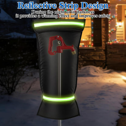 Outdoor Faucet Cover for RV Park Water Spigot, 35"H x 15"W Insulated Outside Faucet Cover Freeze Protection for Winter & Summer, Reusable Long Faucet Sock Fit for Yard Hydrant Hose Bib,Black
