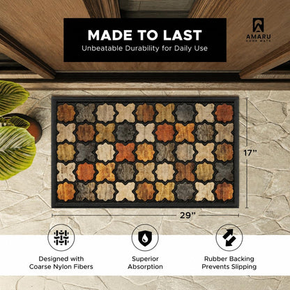 Extra Durable, Superior Absorption, Front Door Mat for Outdoor & Indoor - Welcome Mat for Entryway, Entrance, Patio, Porch - Waterproof, Non-Slip Backing, Coarse Fibers (Scales,17x29)