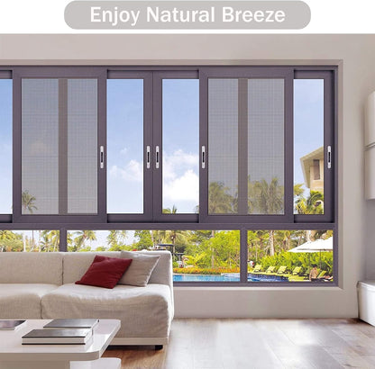 Window Screen Replacement Kit, 48'' x 99'' Fiberglass Screen Mesh with Rolling Tool and Screen Retainer Spline, DIY Adjustable Screen Door Mesh for Window, Door and Patio, Black