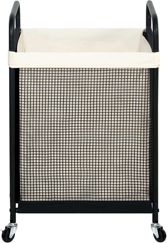 STO STO Laundry Hamper 3 Section, 120L Rolling Laundry Sorter Cart with Removable and Washable Liner Bag, Clothes Hamper with Wheels and Metal Handle for Laundry Room and Bedroom