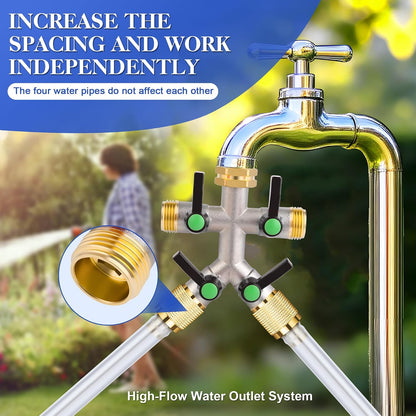 EJW Hose Splitter, 2 Way Hose Splitter, Garden Hose Splitters,Faucet Splitters, Outdoor Faucet Splitter, 2 Way Hose Connector,Brass Splitter, 3/4” GHT Threads.