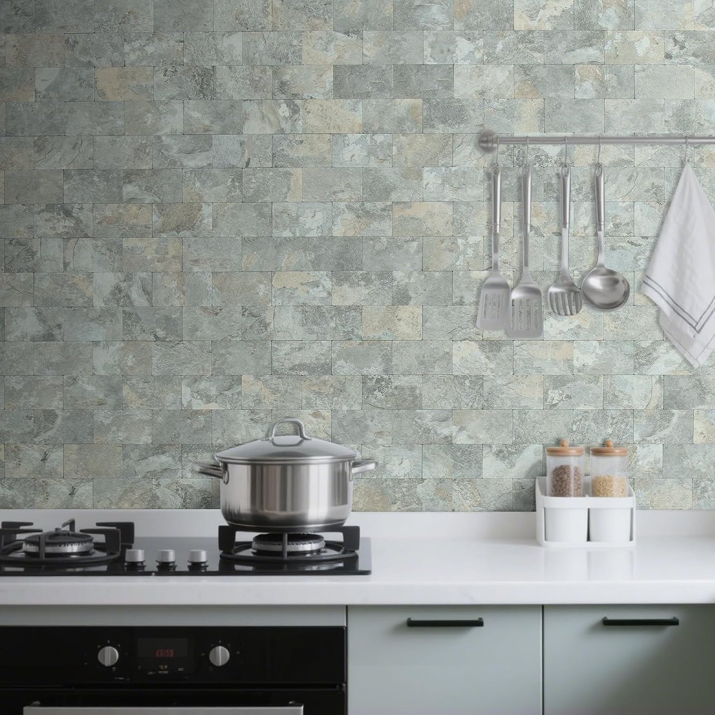 DICOFUN 10-Sheet Polished White Thick PVC Peel and Stick Backsplash, Ceramic Look Subway Tile White Kitchen Backsplash Peel and Stick Wall Tiles