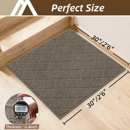COSY HOMEER Edging Stair Treads Non-Slip Carpet Mat 28inX9in Indoor Stair Runners for Wooden Steps, Edging Stair Rugs for Kids and Dogs, 100% Polyester TPE Backing(4pc, Beige)